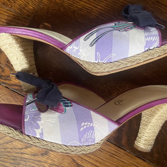 Ferragamo Andromaki Fabric & Leather Heel Sz 10 - Picture 7 of 14